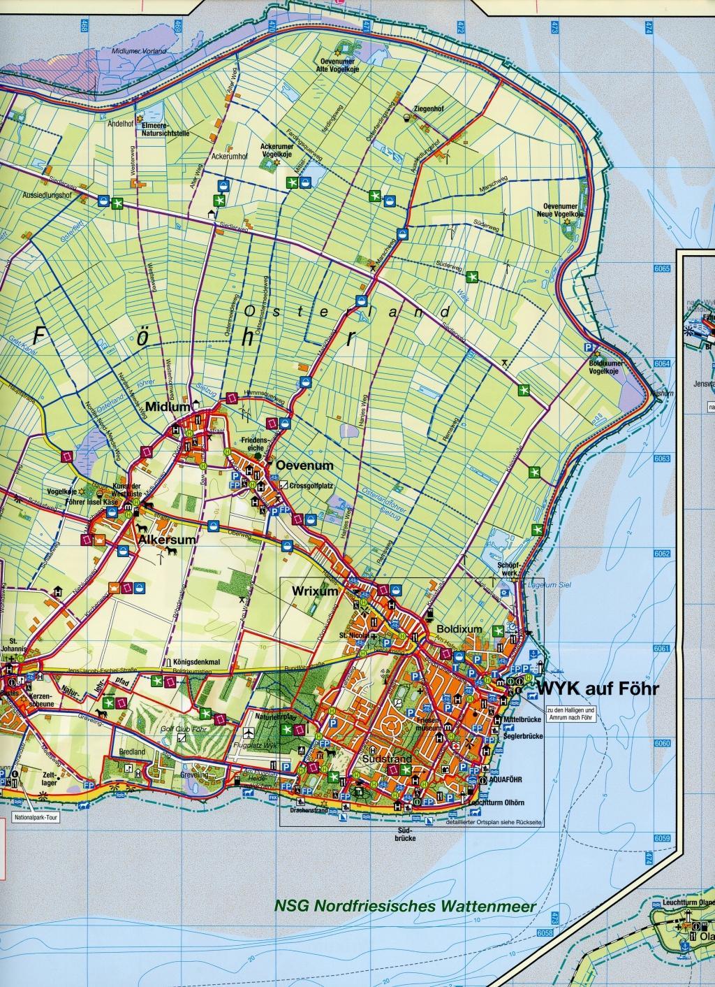 Rad- und Wanderkarte Amrum, Föhr mit Langeneß und Oland 1:30 000