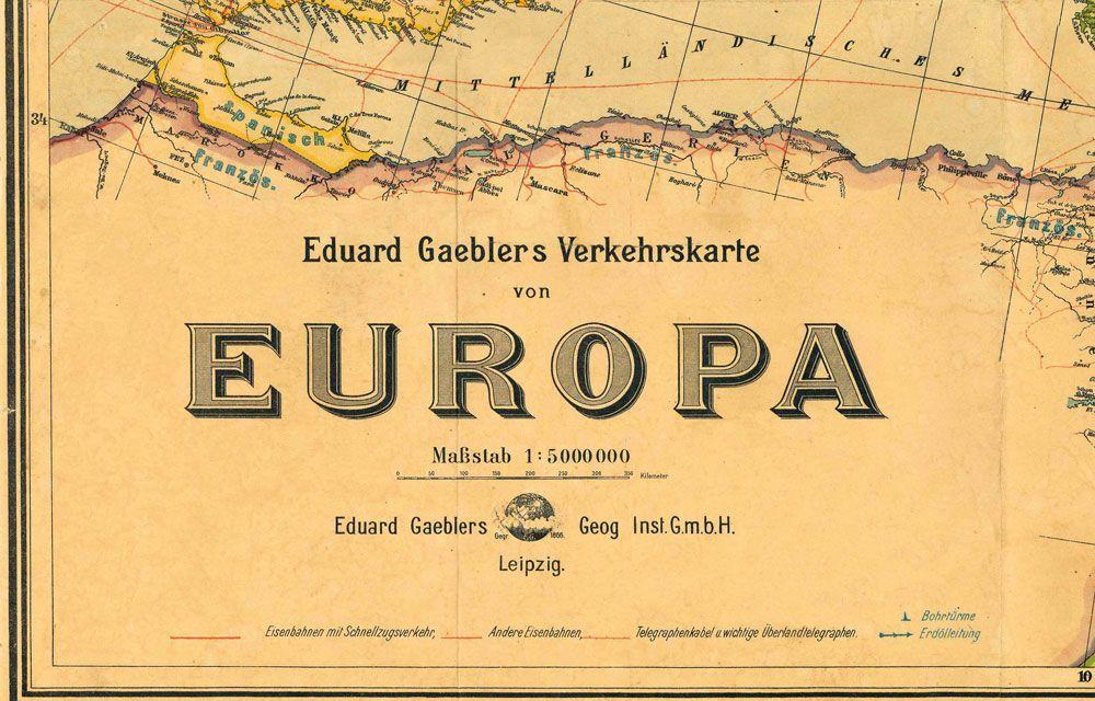 Historische Verkehrskarte von EUROPA 1942 [gerollt]