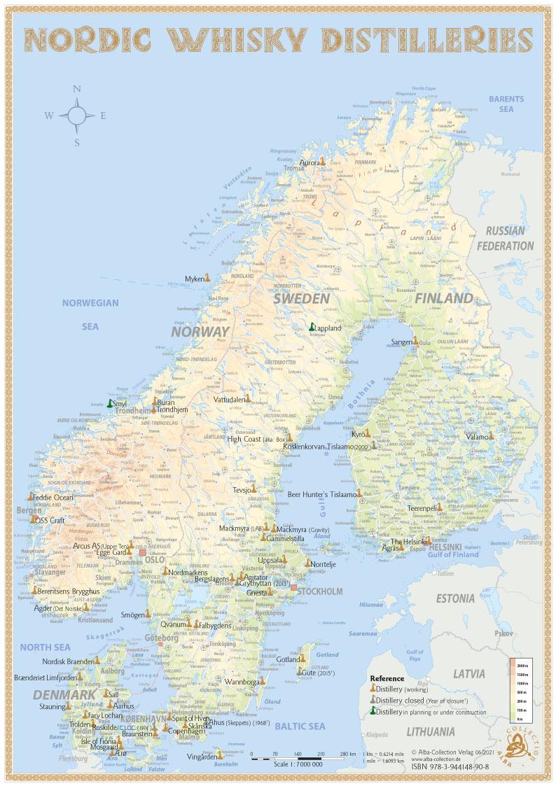 Nordic Whisky Distilleries - Tasting Map