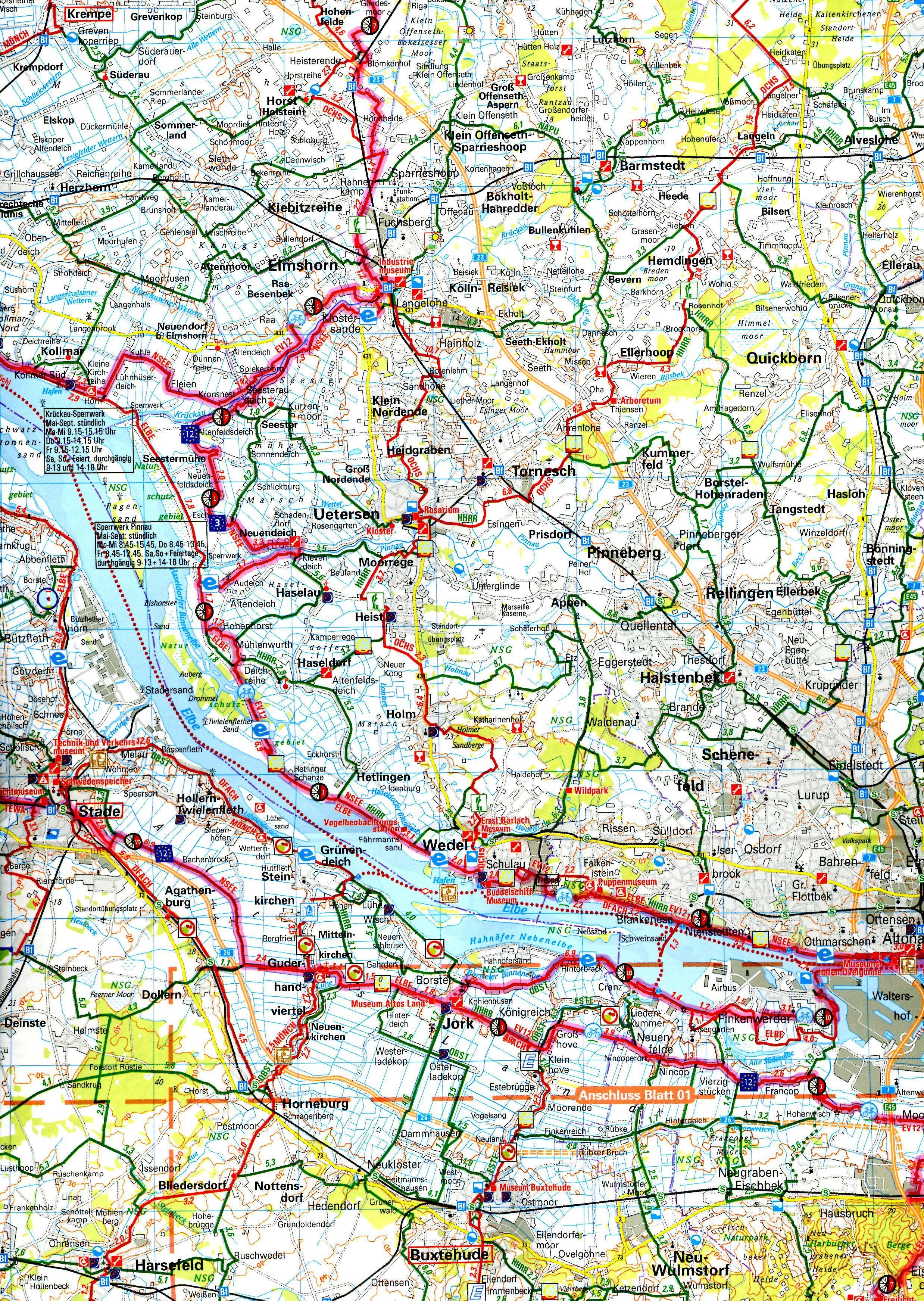 ADFC-Radtourenkarte 6 Zwischen Elbe und Weser 1:150.000, reiß- und wetterfest, E-Bike geeignet, GPS-Tracks Download, mit Bett+Bike-Symbolen, mit Kilometer-Angaben