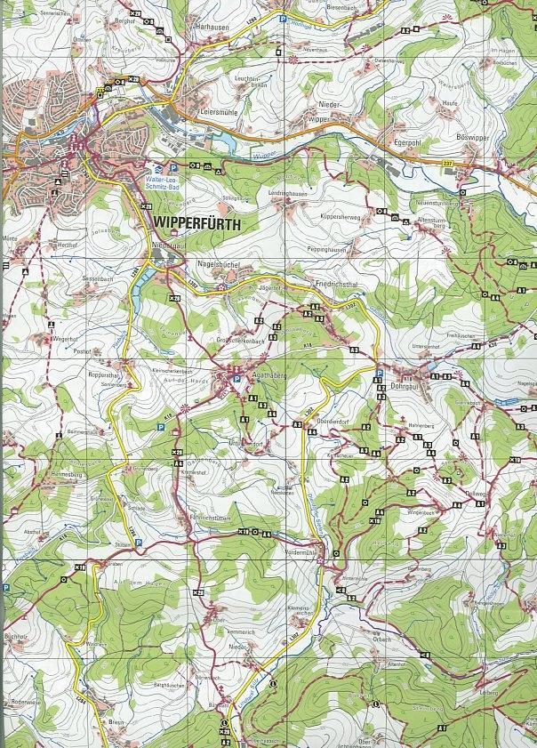 Wipperfürth, Lüdenscheid, Meinerzhagen, topographische Wanderkarte NRW