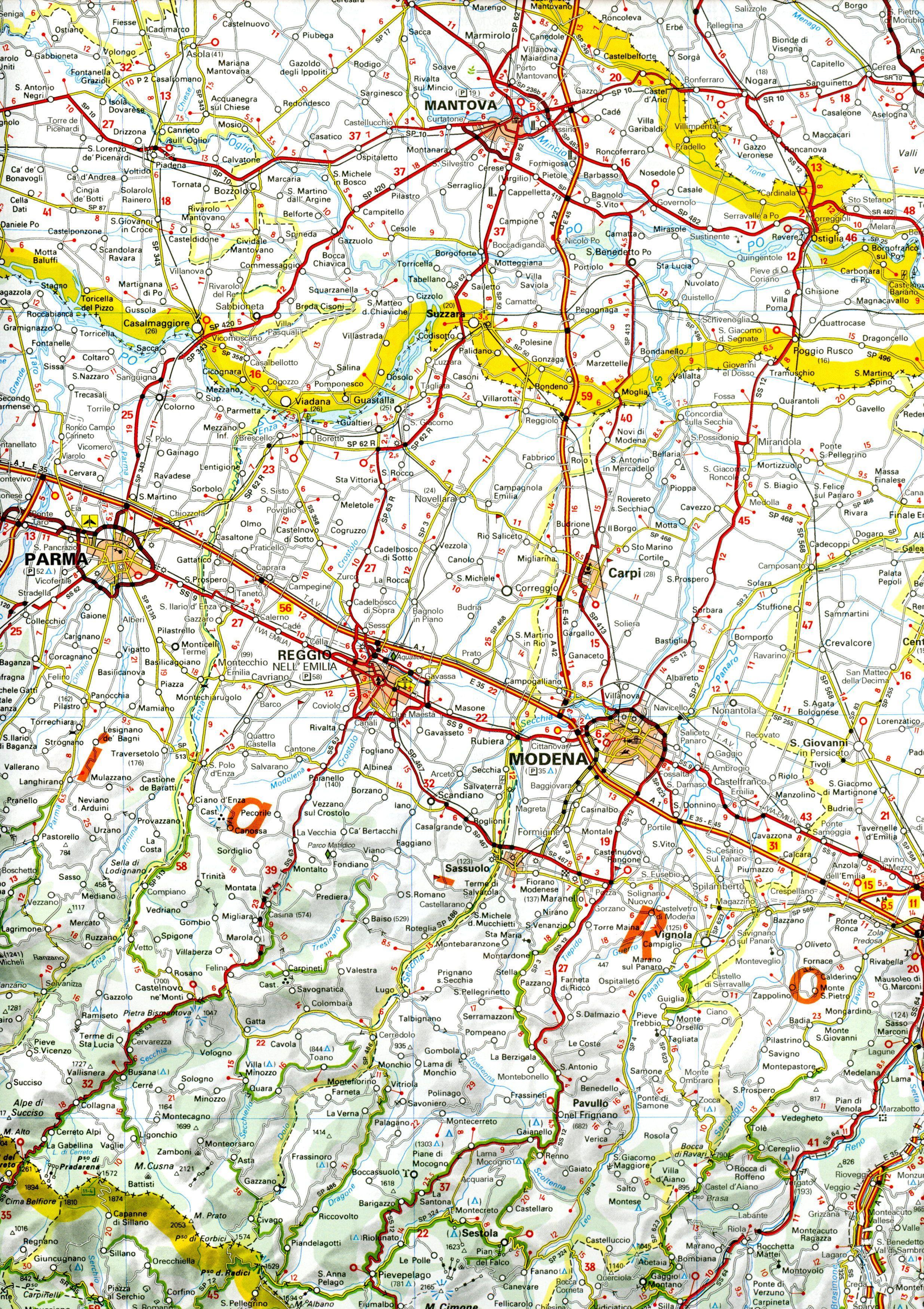 Michelin Trentino-Südtirol,Venetien, Friaul-Julisch Venetien, Emilia Romagna. Straßen- und Tourismuskarte 1:400.000