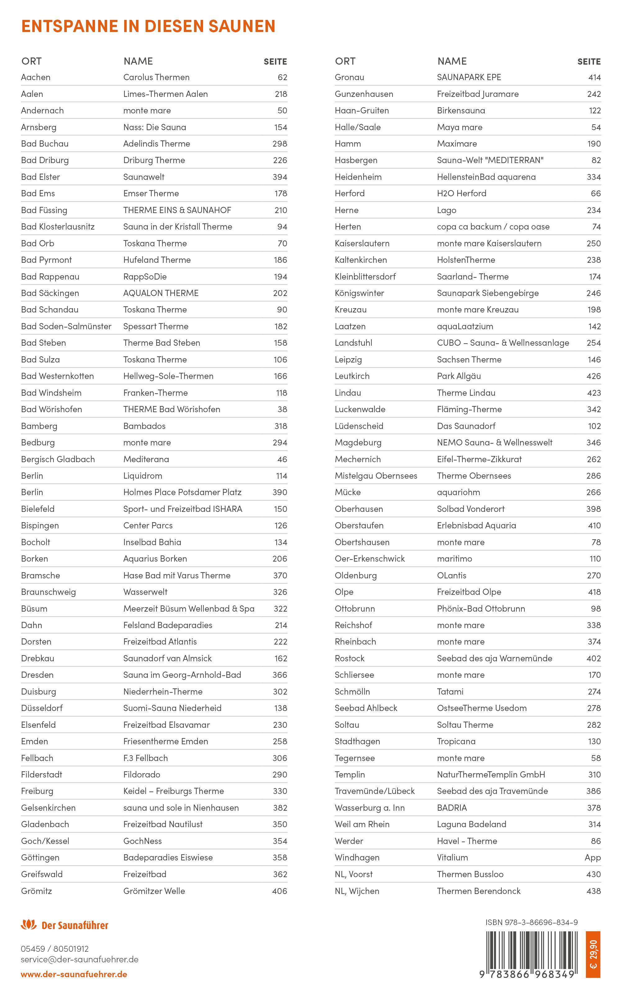 Best of Saunaführer - Die 100 beliebtesten Saunen Deutschlands