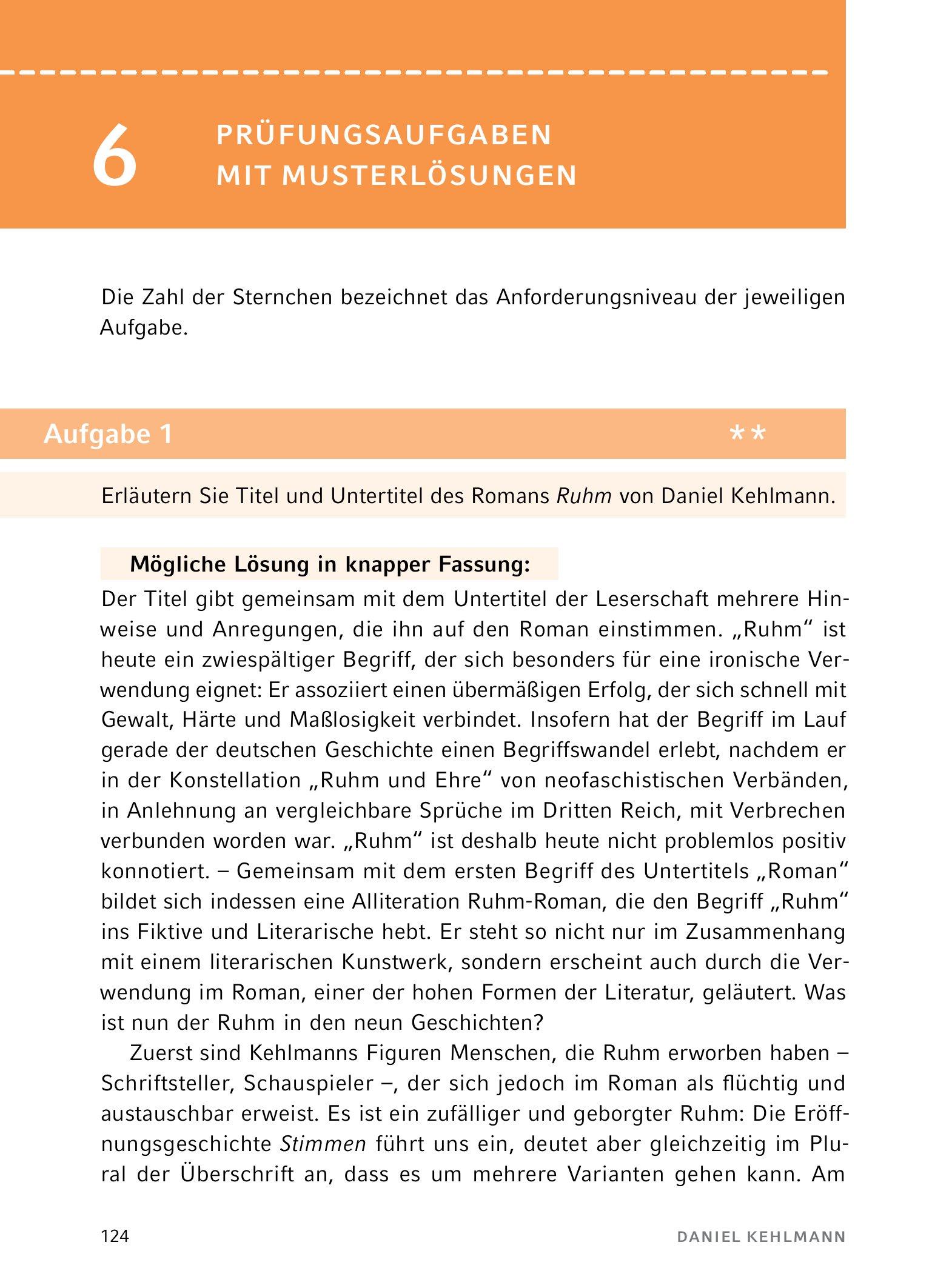 Ruhm  - Textanalyse und Interpretation