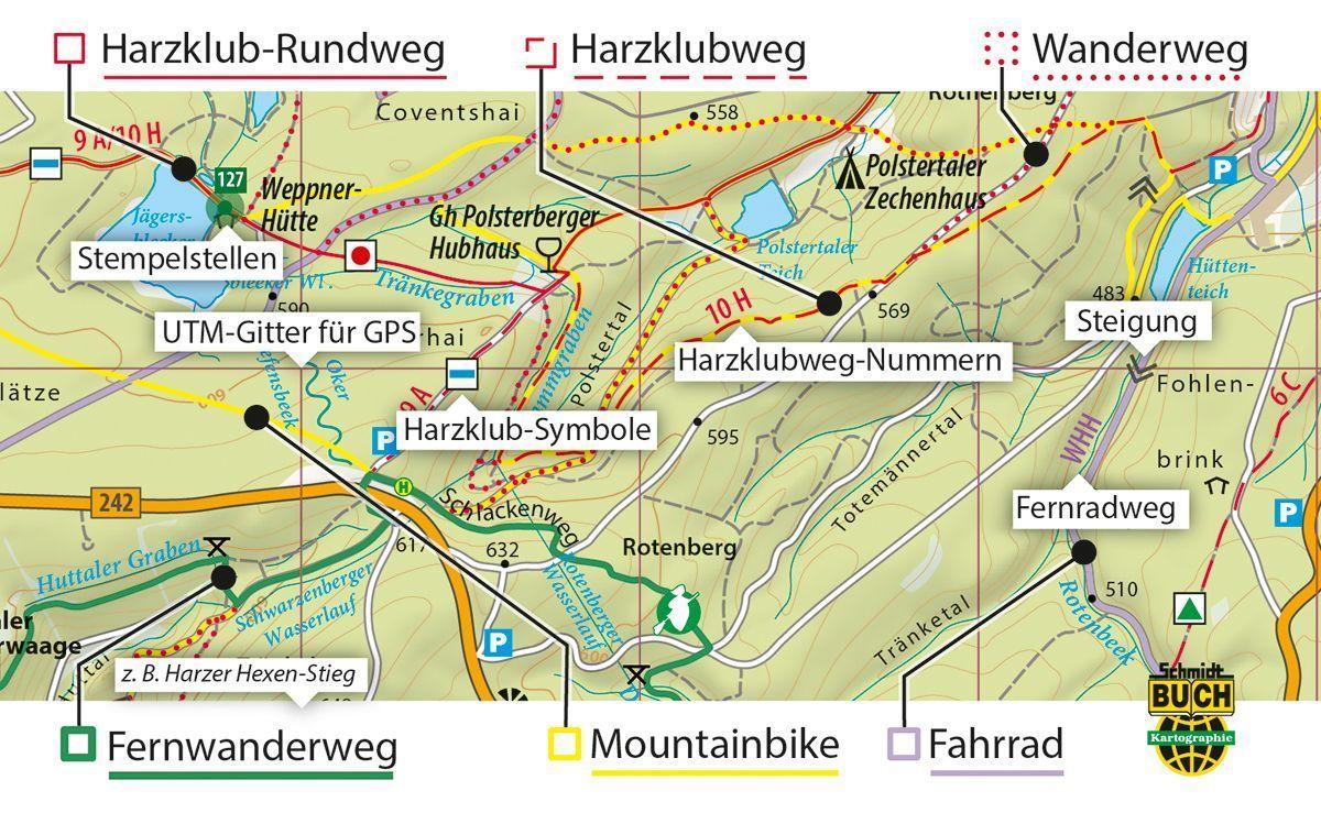 Der Harz in 4 Teilen. Wander- und Fahrradkartenset 1 : 30 000