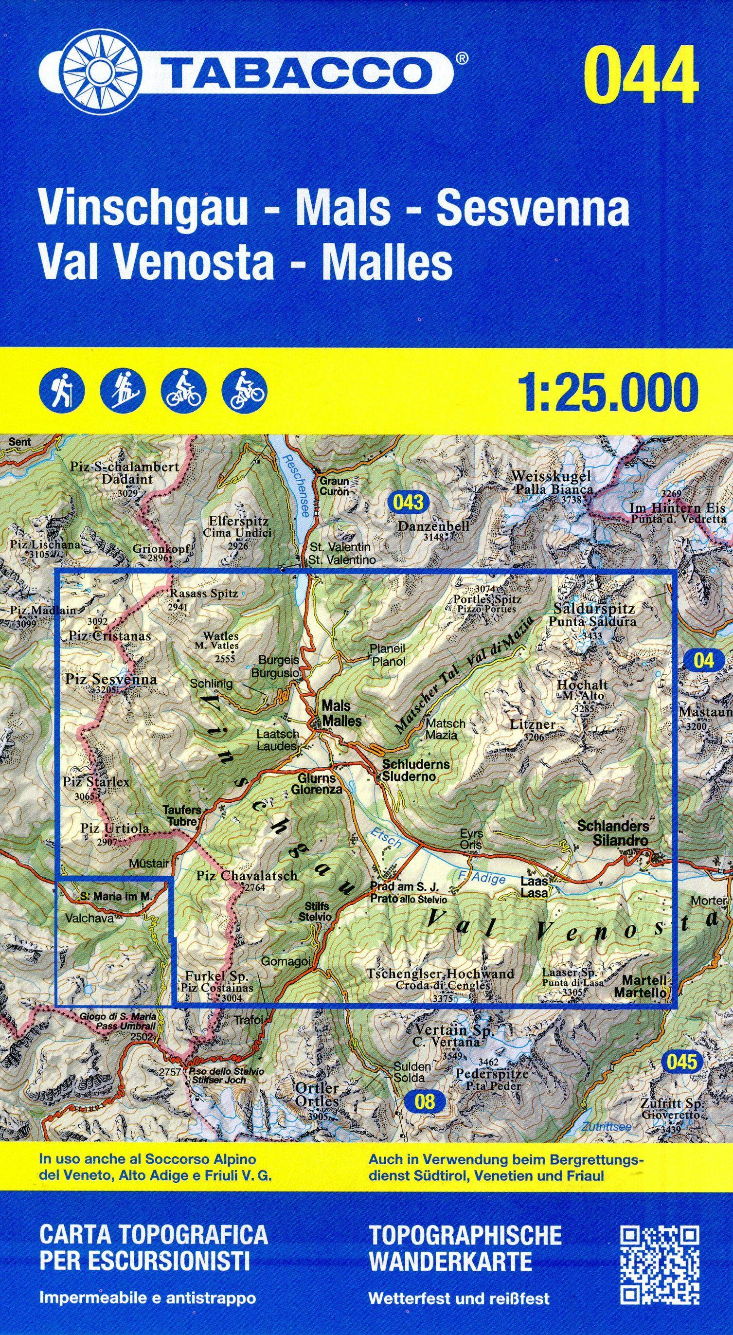 Tabacco Wandern Vinschgau Sesvenna 1:25000