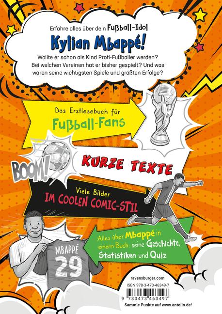 Fußball-Stars - Alles über Mbappé. Vom Fußball-Talent zum Megastar (Erstlesebuch ab 7 Jahren), Fußball-Geschenke für Jungs und Mädchen