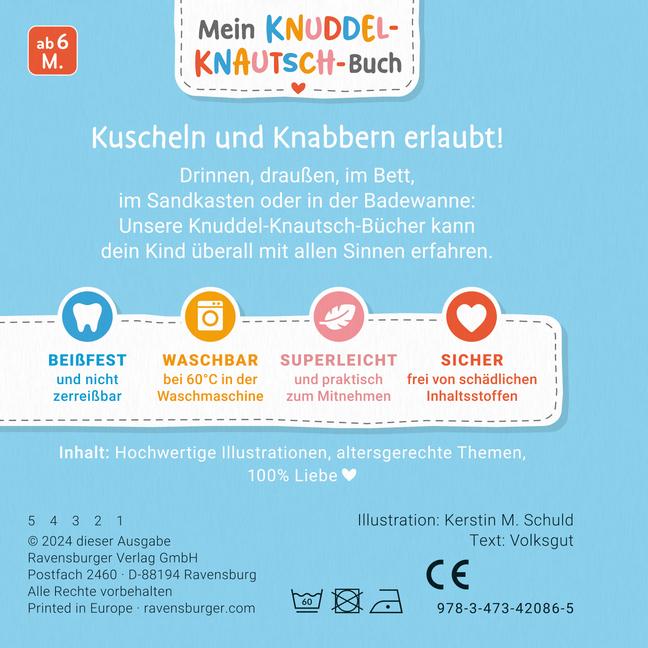 Mein Knuddel-Knautsch-Buch: Meine ersten Kinderlieder; weiches Stoffbuch, waschbares Badebuch, Babyspielzeug ab 6 Monate