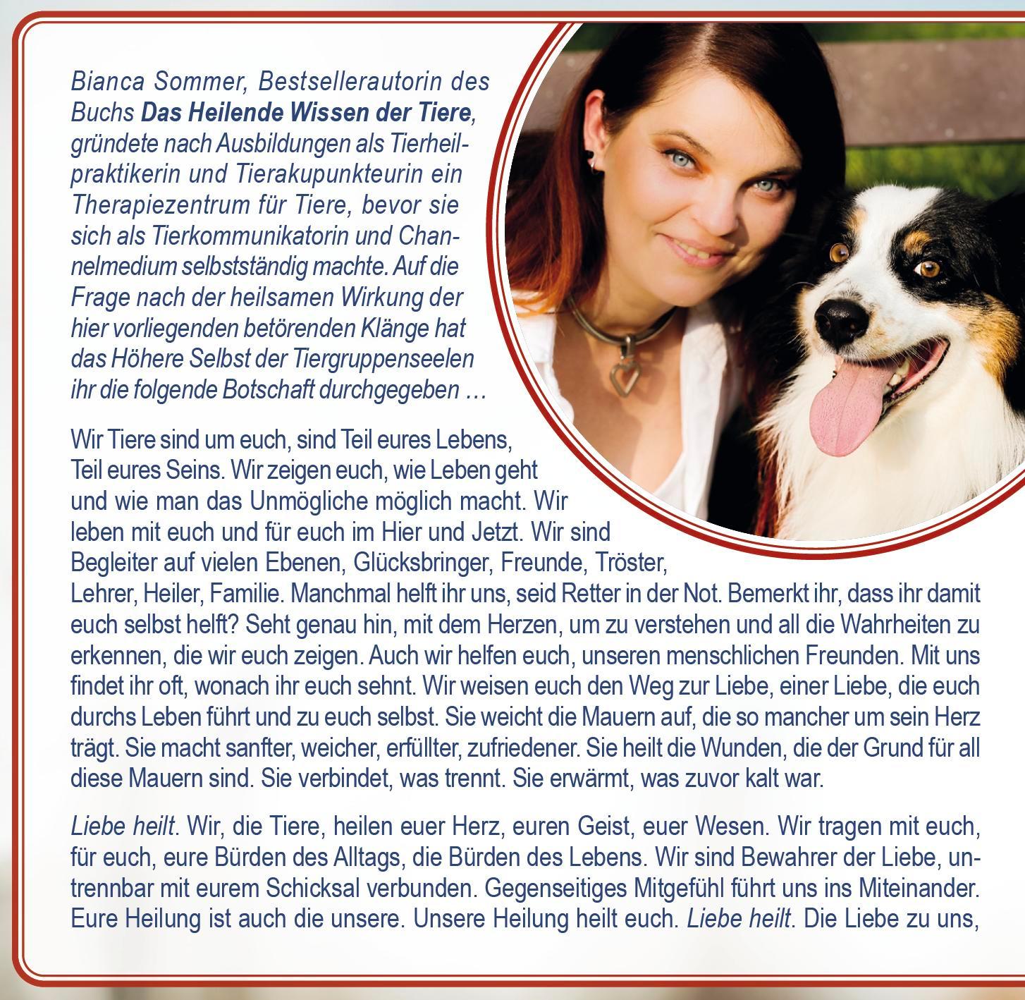 HEILMUSIK FÜR TIERE [444 Hertz & 111 Hertz]: Mit einer Tierbotschaft von Bianca Sommer im Booklet