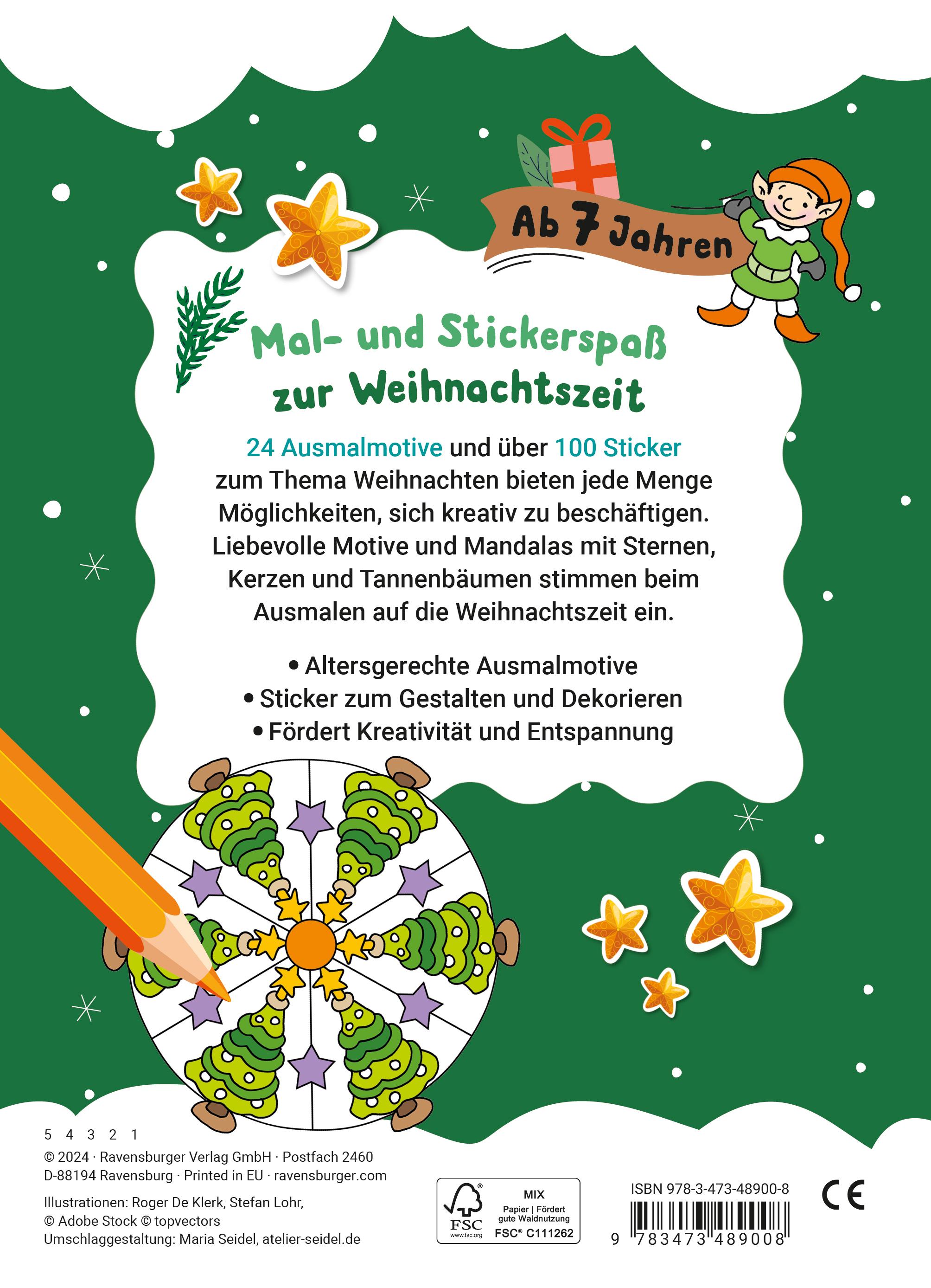 Mein liebstes Weihnachtsmalheft mit Stickern ab 7