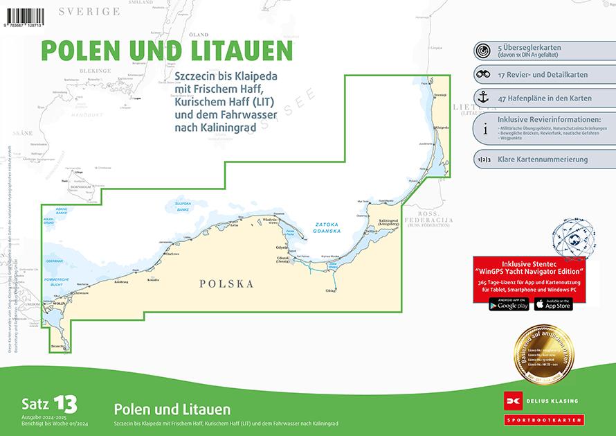 Sportbootkarten Satz 13: Polen und Litauen (Ausgabe 2024/2025)