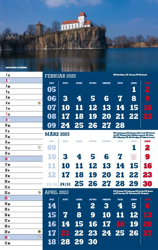 Drei-Monatskalender Sachsen 2025