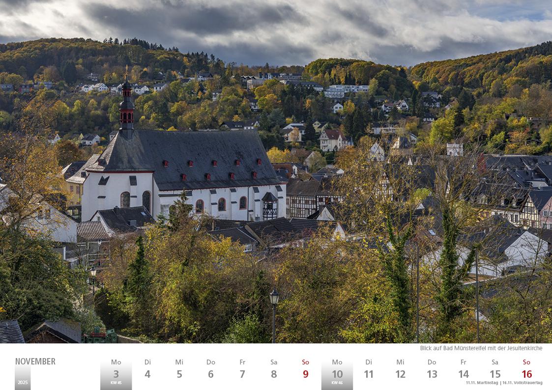 Die Eifel in Wort und Bild 2025 Bildkalender A4 quer, 28 Bilder auf 60 Seiten spiralgebunden